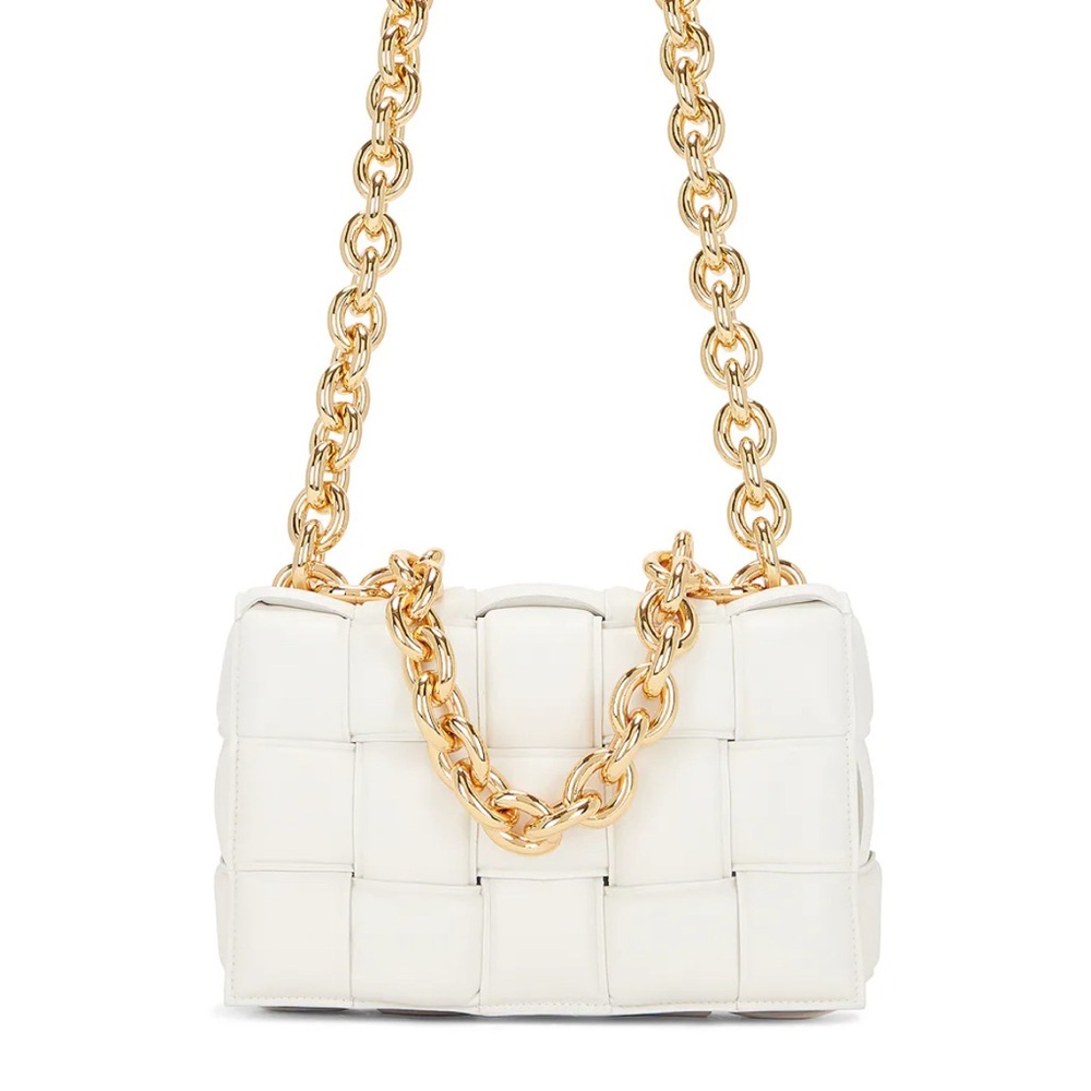 Bottega Venetta Lambskin Maxi Intreccio Padded Chain Cassette Crossbody Bag